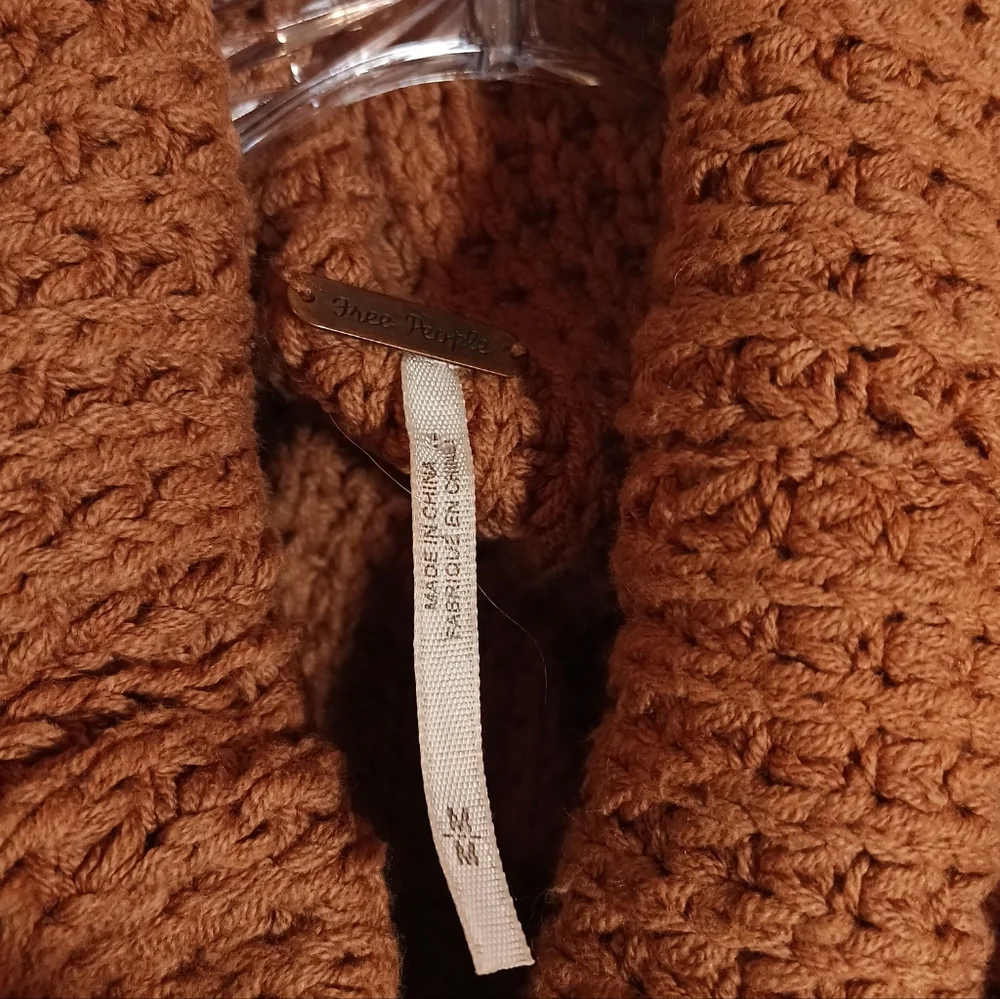 Free People Park City Waffle Knit Pullover Brown Size M